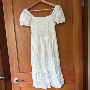 GAP White Smocked Puff Sleeve Sundress